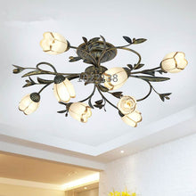 Load image into Gallery viewer, New American style simple and elegant room hall living room bedroom study room artistic flower and iron ceiling lamp