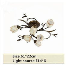 Load image into Gallery viewer, New American style simple and elegant room hall living room bedroom study room artistic flower and iron ceiling lamp