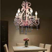 Load image into Gallery viewer, E14 Bulb Elegant Crystal Chandeliers White Pink Modern Metal Hanging Light Lamp Living Room Girl's Bedroom Lighting Fixture P654