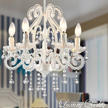 Load image into Gallery viewer, E14 Bulb Elegant Crystal Chandeliers White Pink Modern Metal Hanging Light Lamp Living Room Girl's Bedroom Lighting Fixture P654
