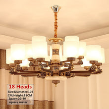 Load image into Gallery viewer, New Chinese Classical Antique Copper LED Chandelier Lliving Room Dining Room LED lamp Indoor Elegant Hotel Room Hanging Lamps