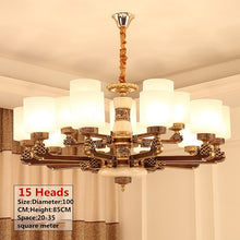 Load image into Gallery viewer, New Chinese Classical Antique Copper LED Chandelier Lliving Room Dining Room LED lamp Indoor Elegant Hotel Room Hanging Lamps