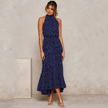 Load image into Gallery viewer, Summer Long Dress Polka Dot Casual Dresses Black Sexy Halter Strapless New 2021 Yellow Sundress Vacation Clothes For Women