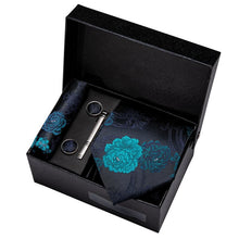 Load image into Gallery viewer, Gold Men Tie Paisley Silk Tie Pocket Square Gift Box Set Barry.Wang Luxury Designer Neck Tie For Men Male Gravat BB-5150