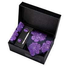 Load image into Gallery viewer, Gold Men Tie Paisley Silk Tie Pocket Square Gift Box Set Barry.Wang Luxury Designer Neck Tie For Men Male Gravat BB-5150
