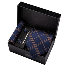 Load image into Gallery viewer, Gold Men Tie Paisley Silk Tie Pocket Square Gift Box Set Barry.Wang Luxury Designer Neck Tie For Men Male Gravat BB-5150