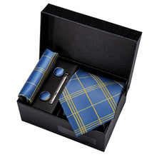Load image into Gallery viewer, Gold Men Tie Paisley Silk Tie Pocket Square Gift Box Set Barry.Wang Luxury Designer Neck Tie For Men Male Gravat BB-5150