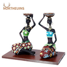 Load image into Gallery viewer, NORTHEUINS 2 Pcs/Set African Candlestick Firugines Decorative Candle Holder Tealight Interior Home Living Room Decoration Gift
