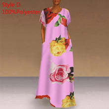 Load image into Gallery viewer, Long Printed Maxi Dress 2021 Casual Women's Summer Sundress VONDA Bohemian Female Printed Robe Short Sleeve Vestidos