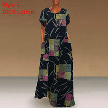 Load image into Gallery viewer, Long Printed Maxi Dress 2021 Casual Women's Summer Sundress VONDA Bohemian Female Printed Robe Short Sleeve Vestidos