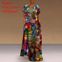 Load image into Gallery viewer, Long Printed Maxi Dress 2021 Casual Women's Summer Sundress VONDA Bohemian Female Printed Robe Short Sleeve Vestidos