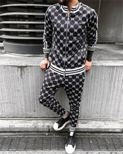 Load image into Gallery viewer, 2021 New gyms Men's Sets 2 Pieces Sets Tracksuit Men's Jackets+Pants suit Sportwear Gentlemen Plaid Mens Sports Suit men Clothes