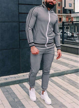 Load image into Gallery viewer, 2021 New gyms Men's Sets 2 Pieces Sets Tracksuit Men's Jackets+Pants suit Sportwear Gentlemen Plaid Mens Sports Suit men Clothes
