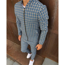 Load image into Gallery viewer, 2021 New gyms Men's Sets 2 Pieces Sets Tracksuit Men's Jackets+Pants suit Sportwear Gentlemen Plaid Mens Sports Suit men Clothes