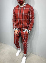 Load image into Gallery viewer, 2021 New gyms Men's Sets 2 Pieces Sets Tracksuit Men's Jackets+Pants suit Sportwear Gentlemen Plaid Mens Sports Suit men Clothes