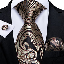 Load image into Gallery viewer, Luxury Blue Gold Paisley Men's Tie Business Wedding Formal Neck Tie For Men Gift Cravate Silk Tie Handkerchief Cufflinks DiBanGu