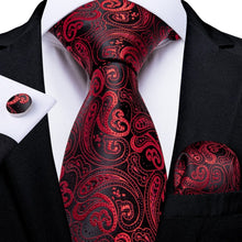 Load image into Gallery viewer, Luxury Blue Gold Paisley Men's Tie Business Wedding Formal Neck Tie For Men Gift Cravate Silk Tie Handkerchief Cufflinks DiBanGu