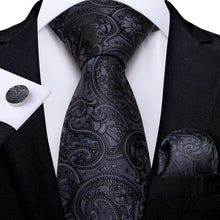 Load image into Gallery viewer, Luxury Blue Gold Paisley Men's Tie Business Wedding Formal Neck Tie For Men Gift Cravate Silk Tie Handkerchief Cufflinks DiBanGu
