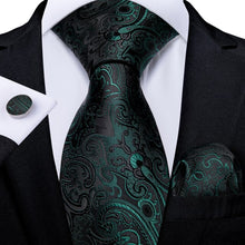 Load image into Gallery viewer, Luxury Blue Gold Paisley Men's Tie Business Wedding Formal Neck Tie For Men Gift Cravate Silk Tie Handkerchief Cufflinks DiBanGu