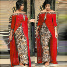 Load image into Gallery viewer, Plus Size Clothing Autumn Sexy Leopard Printed Dashiki African Dresses for Women Party Half Sleeve Slash Neck Femme Robe