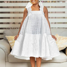 Load image into Gallery viewer, Cute Women Summer Spaghetti Strap Dress Lotus Plaid Stitching Casual Loose Dress Kawaii Girls White Pink Party Streetwear 2021