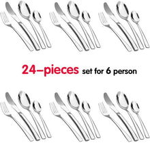 Load image into Gallery viewer, Gift Wooden Box & 24PCS Cutlery Set Steel Dinner Set Stainless Steel Mirror Polishing Sets Tableware Flatware Dinnerware