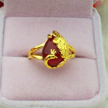 Load image into Gallery viewer, Women Vietnam Gold Filled Jewellry Sets Peacock Opal Charm Wedding Party 24K Gold Color Brass Rings Earrings Necklaces Gifts