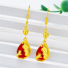 Load image into Gallery viewer, Women Vietnam Gold Filled Jewellry Sets Peacock Opal Charm Wedding Party 24K Gold Color Brass Rings Earrings Necklaces Gifts