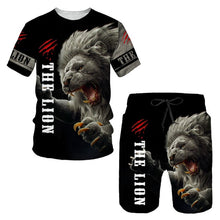 Load image into Gallery viewer, Ferocious Lion Summer 3D Printed Men's T-shirt Shorts Set Men's Sportswear Tracksuit O Neck Short Sleeve Men's Clothing Suit