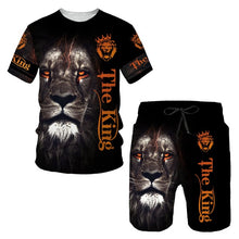 Load image into Gallery viewer, Ferocious Lion Summer 3D Printed Men's T-shirt Shorts Set Men's Sportswear Tracksuit O Neck Short Sleeve Men's Clothing Suit