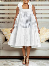 Load image into Gallery viewer, Cute Women Summer Spaghetti Strap Dress Lotus Plaid Stitching Casual Loose Dress Kawaii Girls White Pink Party Streetwear 2021