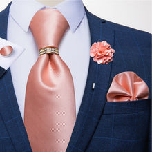 Load image into Gallery viewer, 8cm Men Silk Tie White Solid Necktie Men's Formal Wedding Party Ties Cufflinks Hanky Flower Brooch Set Men Gift Corbatas DiBanGu