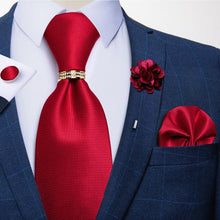 Load image into Gallery viewer, 8cm Men Silk Tie White Solid Necktie Men's Formal Wedding Party Ties Cufflinks Hanky Flower Brooch Set Men Gift Corbatas DiBanGu