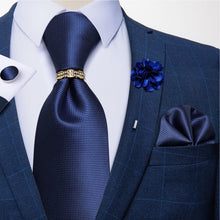 Load image into Gallery viewer, 8cm Men Silk Tie White Solid Necktie Men's Formal Wedding Party Ties Cufflinks Hanky Flower Brooch Set Men Gift Corbatas DiBanGu