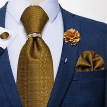 Load image into Gallery viewer, 8cm Men Silk Tie White Solid Necktie Men's Formal Wedding Party Ties Cufflinks Hanky Flower Brooch Set Men Gift Corbatas DiBanGu