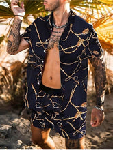 Load image into Gallery viewer, Men Hawaiian Printing 2021Summer Short Sleeve Button Shirt Beach Shorts Streetwear Mens Casual Beach Wear Clothes