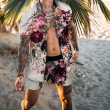 Load image into Gallery viewer, Men Hawaiian Printing 2021Summer Short Sleeve Button Shirt Beach Shorts Streetwear Mens Casual Beach Wear Clothes