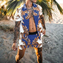 Load image into Gallery viewer, Men Hawaiian Printing 2021Summer Short Sleeve Button Shirt Beach Shorts Streetwear Mens Casual Beach Wear Clothes