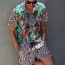 Load image into Gallery viewer, Men Hawaiian Printing 2021Summer Short Sleeve Button Shirt Beach Shorts Streetwear Mens Casual Beach Wear Clothes