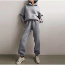 Load image into Gallery viewer, Women Elegant Solid Sets For Women Warm Hoodie Sweatshirts And Long Pant Fashion Two Piece Sets Ladies