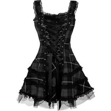 Load image into Gallery viewer, Dress Women Classic Frill Lace Dresses Sleeveless Plaid Vintage Gothic Mini Dresses Ball Gowns Cosplay Costume Plus Size Dress