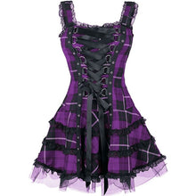 Load image into Gallery viewer, Dress Women Classic Frill Lace Dresses Sleeveless Plaid Vintage Gothic Mini Dresses Ball Gowns Cosplay Costume Plus Size Dress
