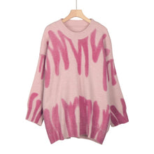 Load image into Gallery viewer, Print Knitted Sweater Women Elegant Green Striped Oversized Pullovers Women Winter Loose Long Sweaters Streetwear Sueter Mujer