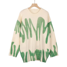 Load image into Gallery viewer, Print Knitted Sweater Women Elegant Green Striped Oversized Pullovers Women Winter Loose Long Sweaters Streetwear Sueter Mujer
