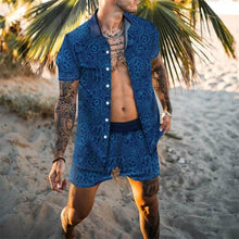 Load image into Gallery viewer, Men Hawaiian Printing 2021Summer Short Sleeve Button Shirt Beach Shorts Streetwear Mens Casual Beach Wear Clothes