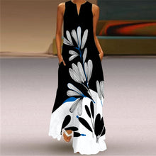 Load image into Gallery viewer, MOVOKAKA Vintage Tiger Print Dress 2021 V Neck Casual Holiday Long Dresses Summer Woman Sleeveless Girls Beach Maxi Dress Women