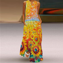 Load image into Gallery viewer, MOVOKAKA Vintage Tiger Print Dress 2021 V Neck Casual Holiday Long Dresses Summer Woman Sleeveless Girls Beach Maxi Dress Women