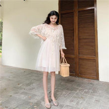 Load image into Gallery viewer, Sannian Actual Photo Of Long Sling Dress With Lace Sunscreen In Soft Yarn In Summer Of 2019 2 Piece Set Women Sleeveless Dress