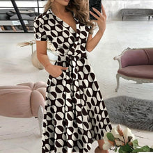 Load image into Gallery viewer, Women Elegant Sexy Off Shoulder Party Dress 2021 Summer Tie-Up A-Line Dress Office Lady Casual Short Sleeve Pocket Dress Vestido