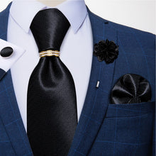 Load image into Gallery viewer, 8cm Men Silk Tie White Solid Necktie Men's Formal Wedding Party Ties Cufflinks Hanky Flower Brooch Set Men Gift Corbatas DiBanGu